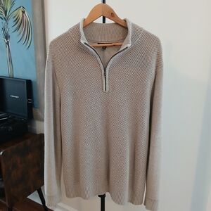 Banana Republic Men's Light Beige Zip-Up Sweater